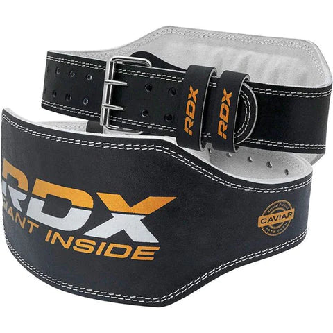 Weight Lifting Belt 6" Leather Black Gold